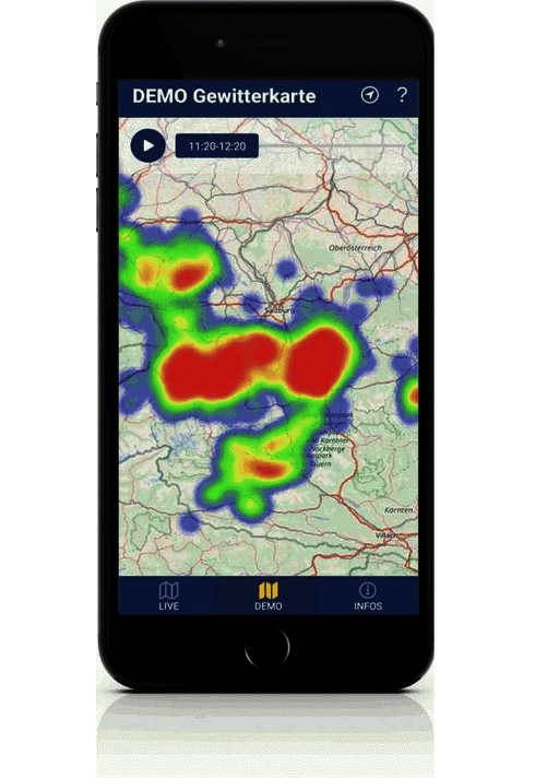 Smartphone mit ALDISmobile App, Landkarte mit Blitzen