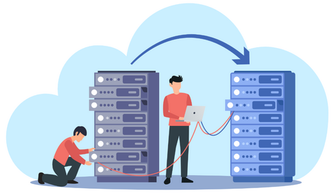 KI generierte Symbol mit Server Umbau Arbeiten