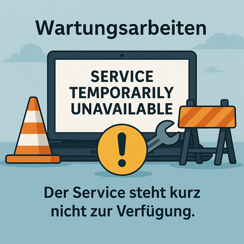 Symbolbild einer Baustelle um Wartungsarbeiten zu signalisieren. KI generiert.