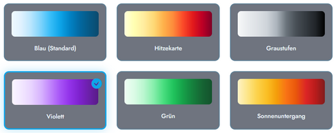 verfügbare Farbverläufe für die Heatmap der Blitzdichte